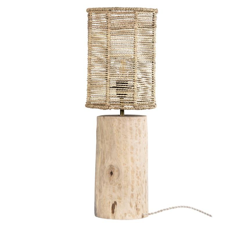 Lampe à Poser - Bois Noyer et Corde SHEDO