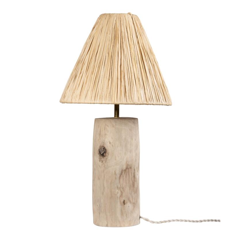 Lampe Artisanale en Bois et Raphia