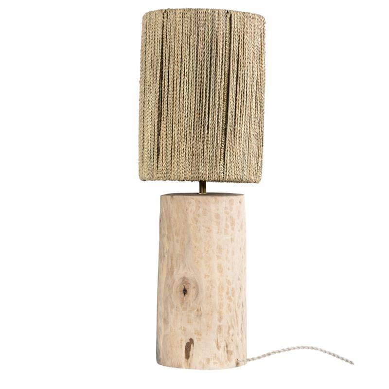 Lampe à Poser - Bois Noyer et Corde